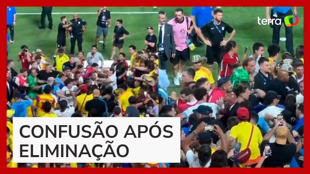 Vídeo mostra pancadaria entre jogadores do Uruguai e torcedores da Colômbia