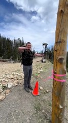 Man Tries Archery but Heavy Wind Blows his cap and Glasses in Montana, United States