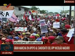 Monaguenses desbordan las calles en apoyo al candidato del GPP Nicolás Maduro en el mun. Libertador