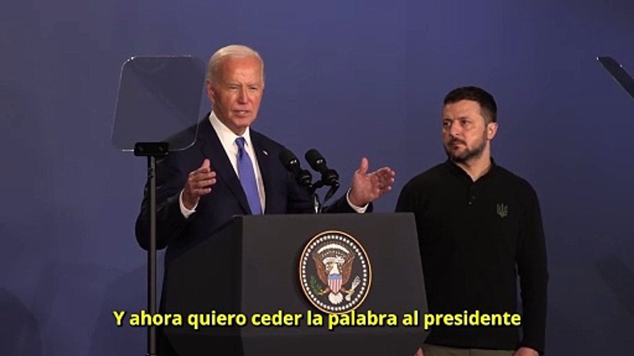 Biden en conferencia post-OTAN: "Y ahora quiero entregárselo al presidente de Ucrania... damas y caballeros, presidente Putin"