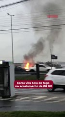 Corsa vira bola de fogo na BR 101