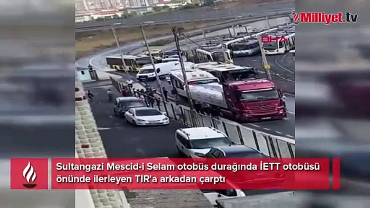 İETT otobüsü TIR'a çarptı! Yaralılar var