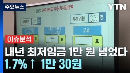 [경제PICK] 내년 최저임금 1만 원 넘었다...1.7%↑ 1만 30원 / YTN