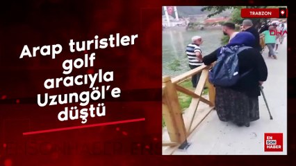 Arap turistler golf aracıyla Uzungöl’e düştü