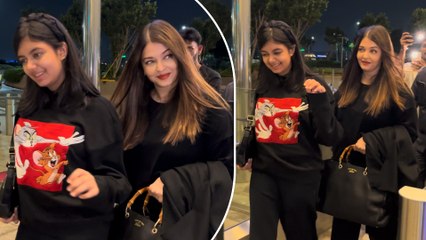 Mother-Daughter Aishwarya Rai And Aaradhya Twins In Black | Spotted At Mumbai Airport