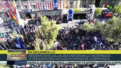 Pdte. Arce y organizaciones sociales se movilizan en defensa de la democracia