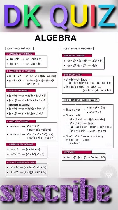 ALEGEBRA ALL FORMULA