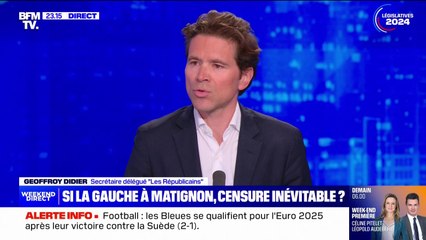 Selon Geoffroy Didier, les Républicains "bloqueront" un gouvernement "avec la France insoumise"