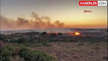 Bozcaada'da çöp döküm alanında yangın çıktı