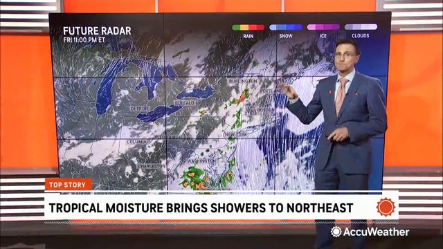 Tropical moisture brings rain from the Mid-Atlantic to the Northeast