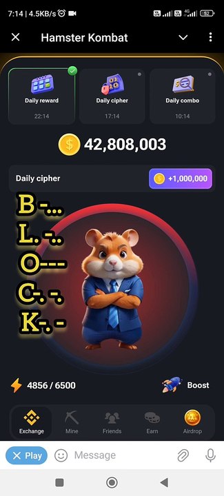 Hamster Kombat daily cipher code 13th july