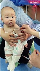 Funny cutest baby crying reaction after injected