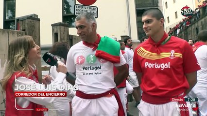 Padre e hijo llegados desde Portugal para correr en Pamplona