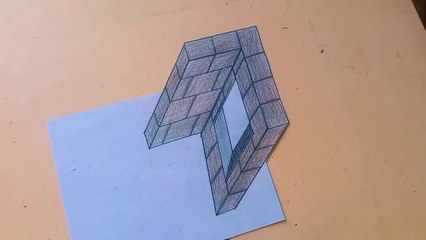 Wall 3d drawing on paper | easy drawing on paper