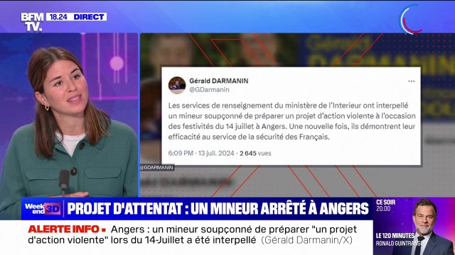 14 juillet: un mineur a été arrêté à Angers, il est soupçonné de préparer un projet d'action violente à l'occasion des festivités