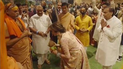 Anant Radhika Wedding: Nita Mukesh Ambani Welcoming Dwarka Peeth Shankaracharya,Inside Video Viral