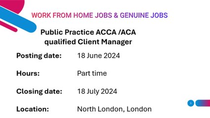 UK Visa Sponsorship Job | Public Practice ACCA /ACA qualified Client Manager  | 68
