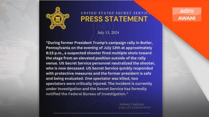 Perkhidmatan rahsia AS sahkan penembak Trump maut