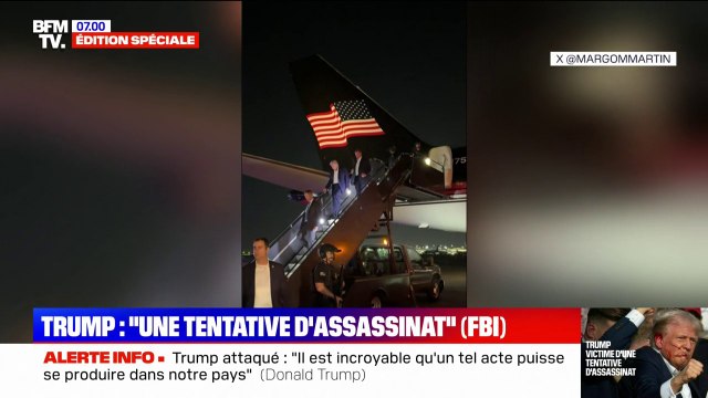Les images de Donald Trump qui vient d'atterrir dans le New Jersey après avoir été visé par une tentative d'assassinat lors d'un meeting de campagne