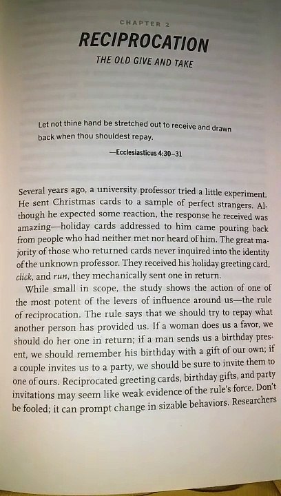 Influence: Reciprocation