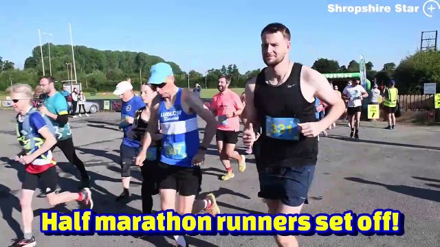 Ludlow half marathon and 10k runners set off from Ludlow Rugby Club.