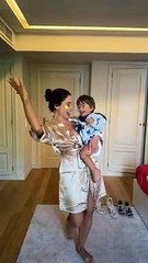 Carolina Carvalho com o filho Lucas