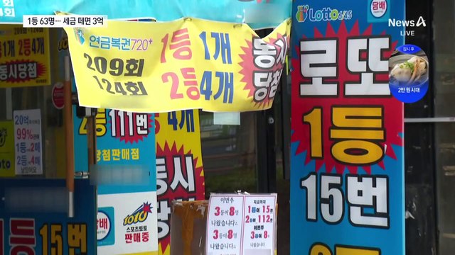 로또 1등 63명 역대 최다…세금 떼면 3억