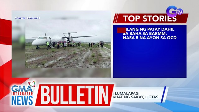 Eroplano, nag-overshoot habang lumalapag sa runway ng Busuanga airport; lahat ng sakay, ligtas | GMA Integrated News Bulletin