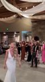 Bouquet Gets Caught in Ceiling Drapery After Bride Tosses it in Air