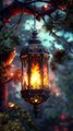 A lantern’s light at twilight. This digital fantasy was made with MidJourney, Photoshop, and After Effect...