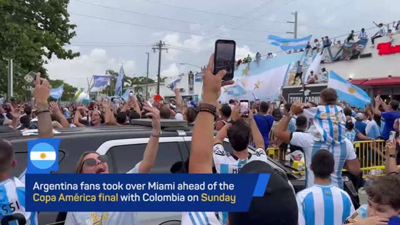 Argentina fans party in Miami ahead of Copa America final