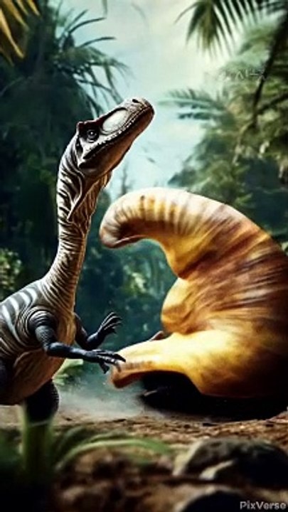 Dinosaur fighting with big snail Dinosaur ki ladai gunge miya se