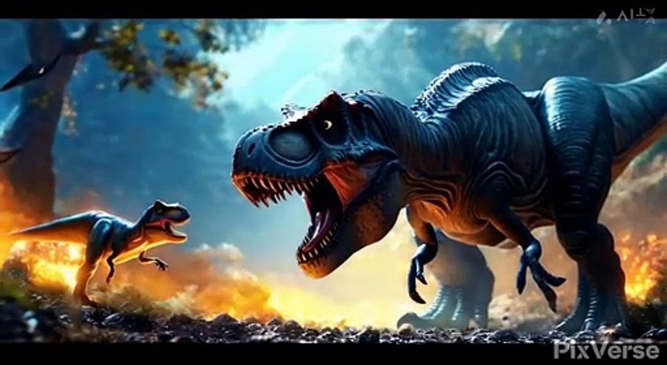 Dinosaur fighting with casper