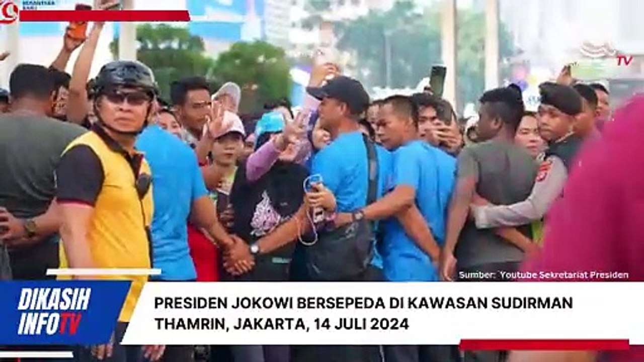Momen Presiden Jokowi Bersepeda di Kawasan Sudirman Thamrin, Jakarta