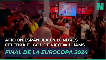 Afición española en Londres celebra el golazo de Nico Williams