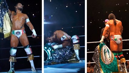 Santos Escobar, hijo de 'El Fantasma', "combate" en SuperShow de WWE en CDMX con imagen de la Virgen de Guadalupe