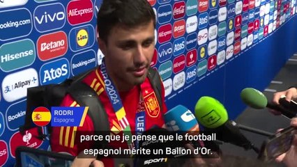 Espagne - Rodri : “Le football espagnol mérite un Ballon d’Or”
