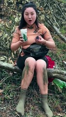 Cute Girl Enjoying Chocolate in the Forest: Serene Moment