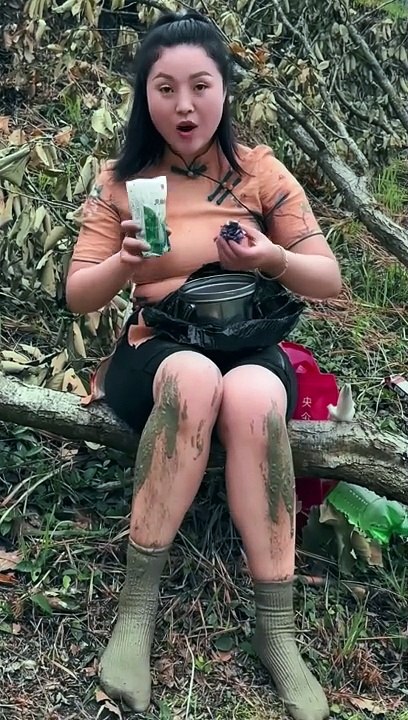 Cute Girl Enjoying Chocolate in the Forest: Serene Moment