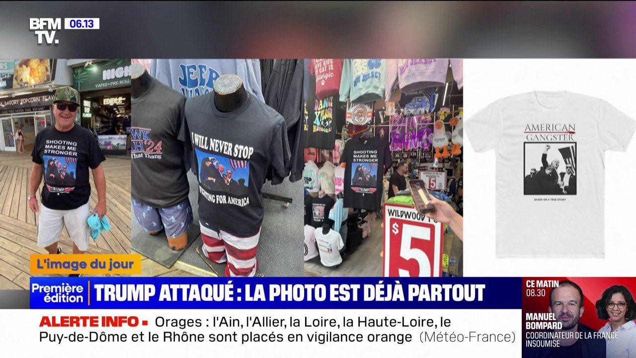 T-shirt, porte-clé, casquette... La photo de la tentative d'assassinat contre Donald Trump inspire déjà des produits dérivés