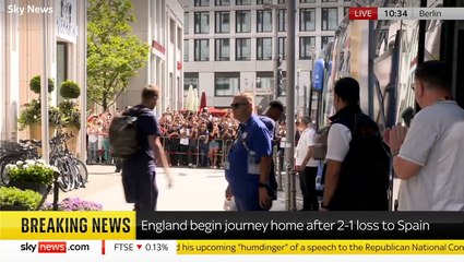 England players applauded as they leave Berlin hotel after Euro 2024 loss