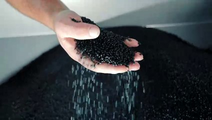 Man Collection Plastic Granules with Close Hand