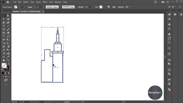How to draw building in Adobe Illustrator | Graphics Design | Illustrator |#Designbyik