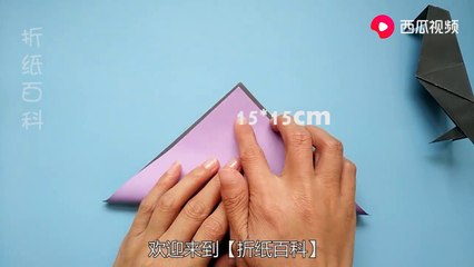 Simple crow origami, you can make it with one piece of paper, creative handmade video tutorial