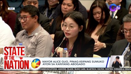 Suspended Mayor Alice Guo, pinag-iisipang sumuko sa Senado, ayon sa kanyang abogado | SONA