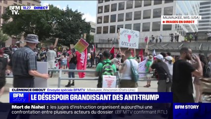 Des manifestants anti-Trump rassemblés à Milwaukee où va se tenir la convention républicaine