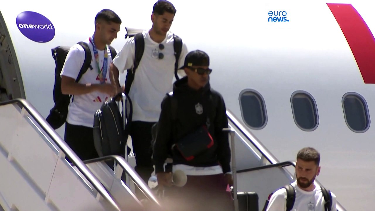 L'équipe d'Espagne de football, championne d'Europe, est arrivée à Madrid