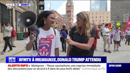 Manifestation anti-Trump à Milwaukee: "Nous sommes contre le programme de la droite, contre leurs attaques", explique une manifestante