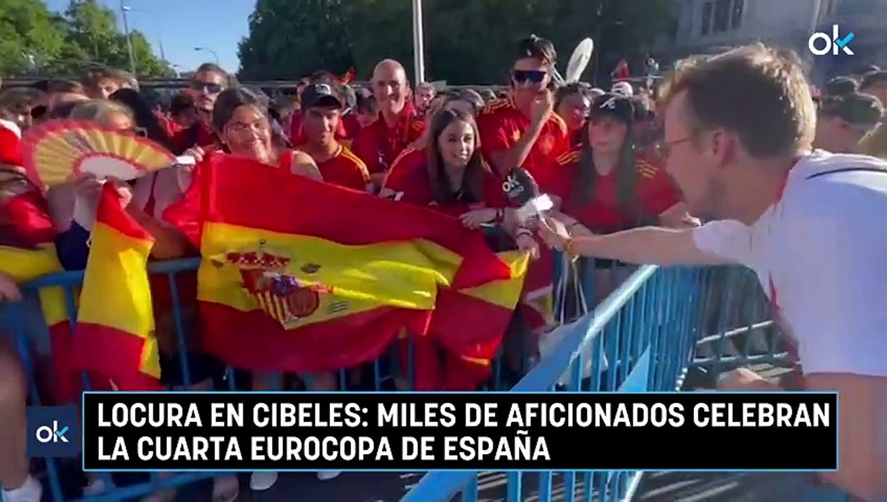 Locura en Cibeles: miles de aficionados celebran la cuarta Eurocopa de España
