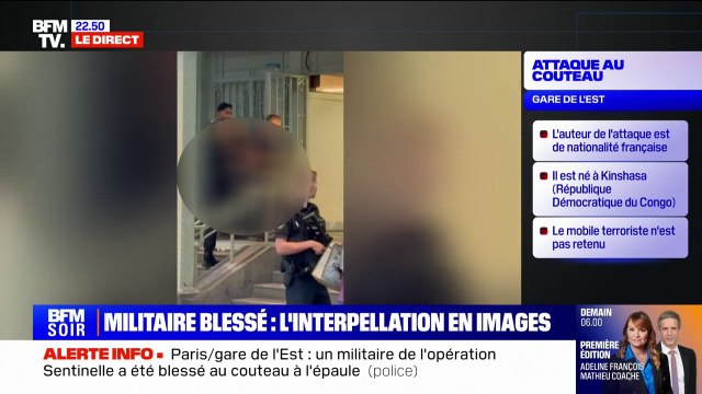 Militaire blessé au couteau à Paris: les images de l'interpellation de l'auteur des faits
